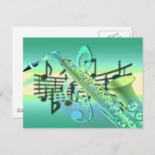 Saxophone Pastel Abstract Design Postkarte (Vorne/Hinten)