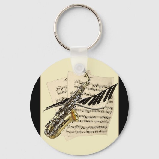 Saxophone & Piano Music Keyring Schlüsselanhänger (Vorderseite)