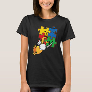 Saxophone Player Autismus Bewusstseinsfrage Puzzle T-Shirt