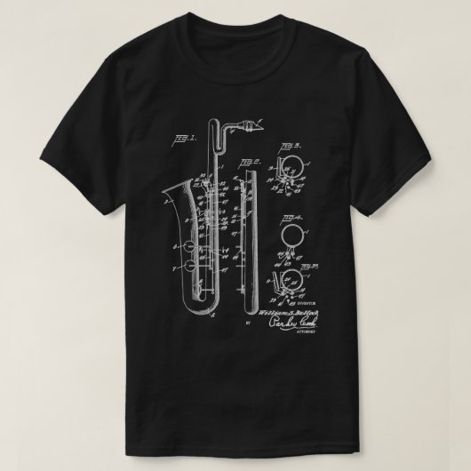 Saxophone Player Cooler Patentstil Bari Sax T-Shirt (Design vorne)