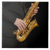 Saxophone Player gibt sächsischen Jazzspieler aus Fliese (Vorderseite)