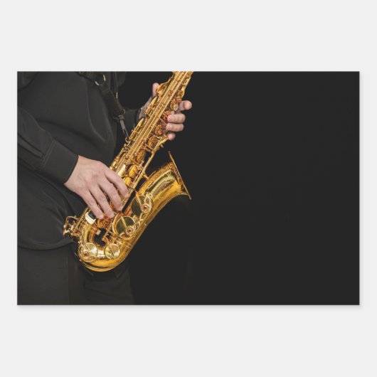 Saxophone Player gibt sächsischen Jazzspieler aus Geschenkpapier Set (Vorderseite 3)