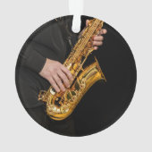 Saxophone Player gibt sächsischen Jazzspieler aus Ornament (Rückseite)