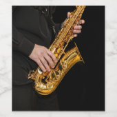 Saxophone Player gibt sächsischen Jazzspieler aus Weinetikett (Einzelnes Label)