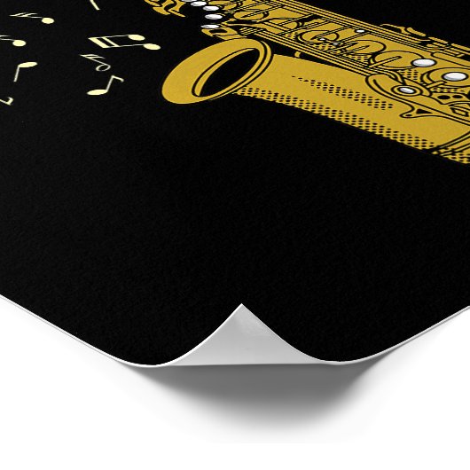 Saxophone Player Jazz Musiknoten Sachsophonist Sax Poster (Ecke)