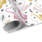 Saxophone Player Musician Jazz Geschenkpapier (Rolleneckpunkt)