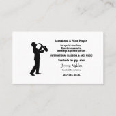 Saxophone Player Musiknotens Klaviertasten Visitenkarte (Rückseite)