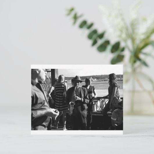 Saxophone Player Postkarte (Stehend Vorderseite)