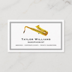 Saxophone Player Saxophonist Cooler Musiker QR Cod Visitenkarte