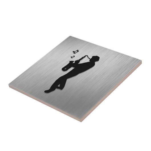 Saxophone Player Silver Fliese (Seite)