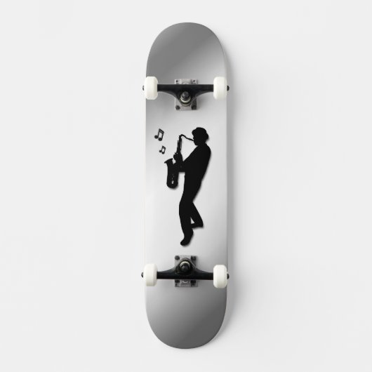 Saxophone Player Silver Skateboard (Vorderseite)
