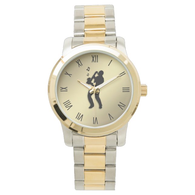 Saxophone Player w Roman Numerres Armbanduhr (Vorderseite)