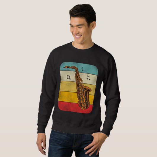 Saxophone Retro Vintage Sweatshirt (Vorne ganz)