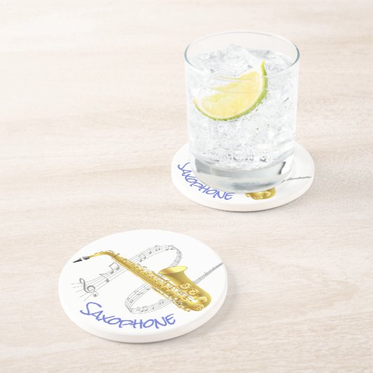 SAXOPHONE - Runder Sandsteinküste Getränkeuntersetzer (Seite)