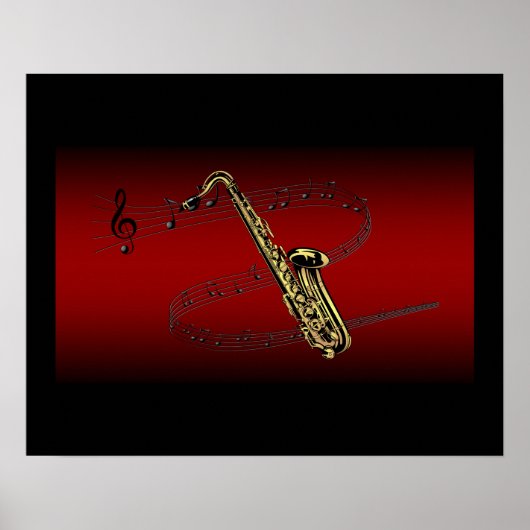 Saxophone ~ Scrolling Scale ~ Maroon & Black Back Poster (Vorne)
