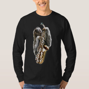 Saxophone Sloth Shirt Funny Novelty Sloth Saxophon