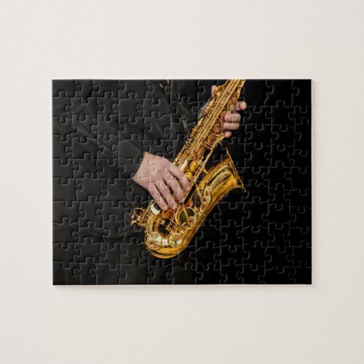 Saxophone-Spieler gibt Saxophonist Jazz ab Puzzle (Horizontal)