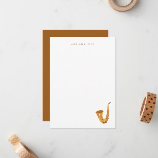 Saxophone Stationery - Personalisierte Saxophone-K Mitteilungskarte (Vorderseite/Rückseite Beispiel)