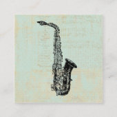 Saxophone Vintage Grüne Musik Kunst Begleitkarte (Vorderseite)