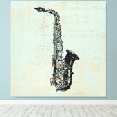 Saxophone Vintage Grüne Musik Kunst Leinwanddruck (Insitu (Holzboden))