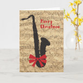 Saxophone Weihnachtskarte mit Notenblatt Karte (Gelbe Blume)