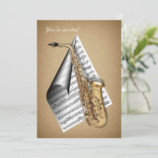 Saxophoneinladung Karten (Stehend Vorderseite)