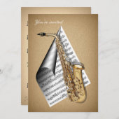 Saxophoneinladung Karten (Vorne/Hinten)