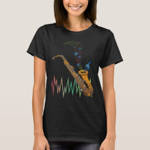 Saxophonist Beat Musiknoten Treble Clef Jazz Saxo T-Shirt