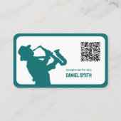 Saxophonist Custom QR Code Visitenkarte (Vorderseite)