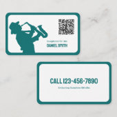 Saxophonist Custom QR Code Visitenkarte (Vorne/Hinten)