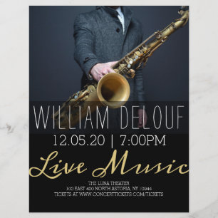 Saxophonist Live-Musik Saxophon-Konzert Flyer