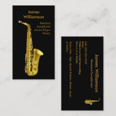 Saxophonist-Musik-Instrument-Schwarz-Goldmusiker Visitenkarte (Vorne/Hinten)