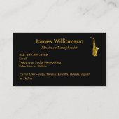Saxophonist-Musik-Instrument-Schwarz-Goldmusiker Visitenkarte (Rückseite)