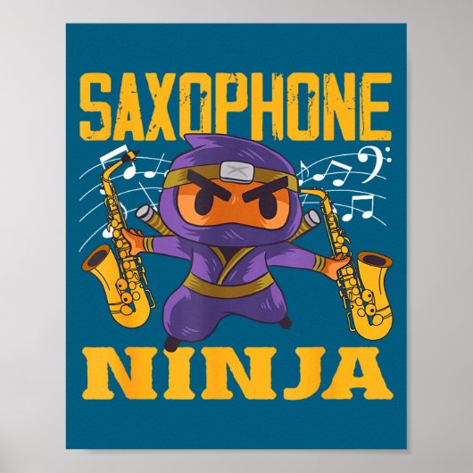 Saxophonist Ninja Saxophone Smile Poster (Vorne)