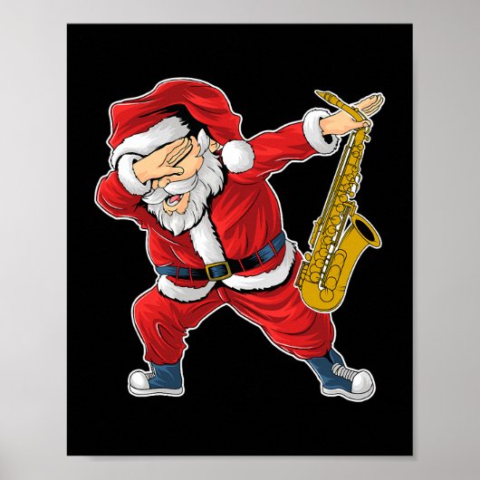 Saxophonist Santa Claus Saxophone Jazz und Blues M Poster (Vorne)
