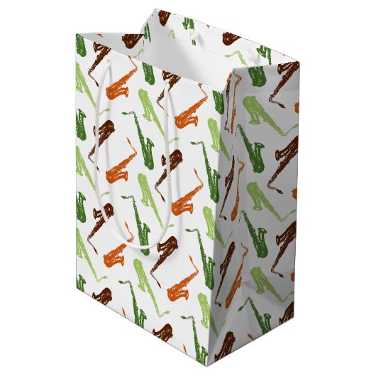 Saxophonmuster Mittlere Geschenktüte (Rückseite Schrägansicht)