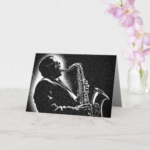 Saxophonspieler im Grafikstil der 50er Jahre in Sc Karte