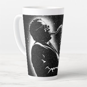 Saxophonspieler im Grafikstil der 50er Jahre in Sc Milchtasse