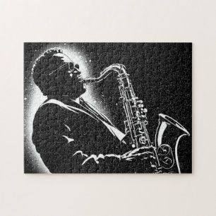 Saxophonspieler im Grafikstil der 50er Jahre in Sc Puzzle