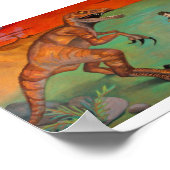 Saxophonspieler "Raptor vs Sax" mit Dinosaurier Poster (Ecke)