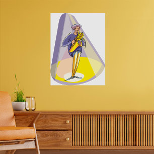 Saxophonspieler unter dem Scheinwerferlicht Poster