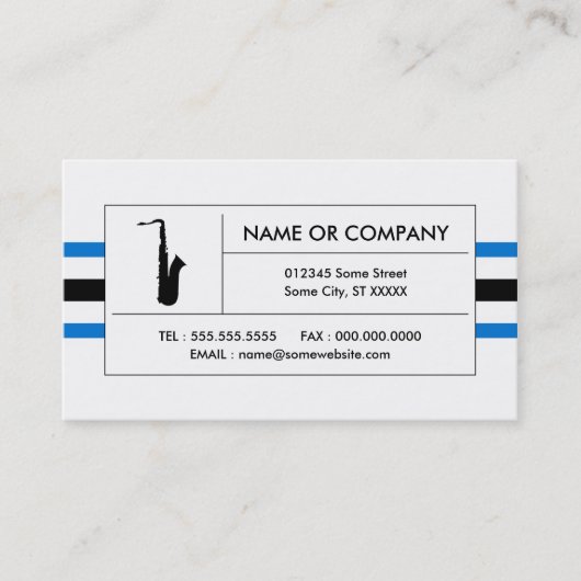 Saxophonstreifen Visitenkarte (Vorderseite)