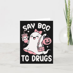 Say Boo To Drugs Funny Halloween Red Ribbon Karte