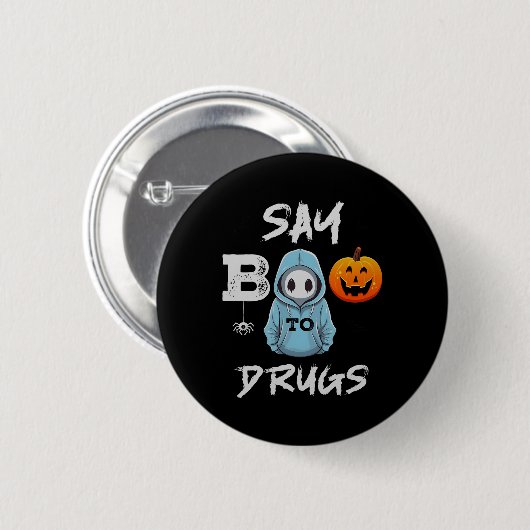 Say Boo to Drugs Funny Halloween Red Ribbon Woche Button (Vorne & Hinten)