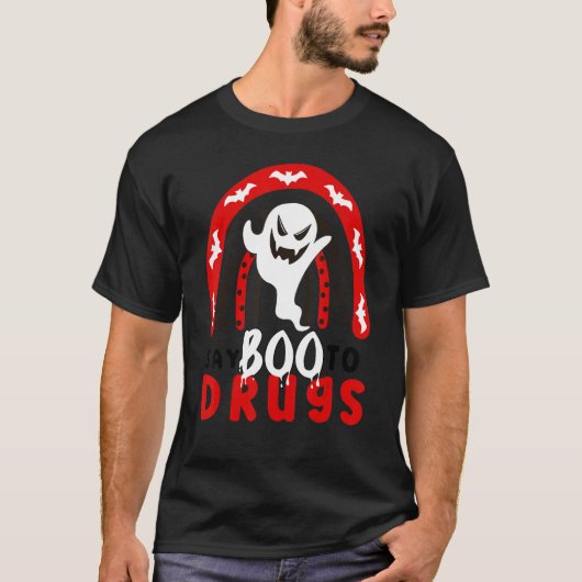 Say Boo To Drugs  Halloween Red Ribbon Week Awaren T-Shirt (Vorderseite)