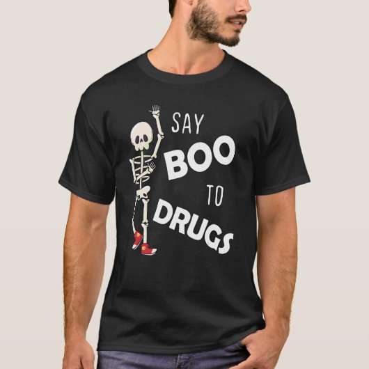Say Boo To Drugs Red Ribbon Week Skeleton Hallowe T-Shirt (Vorderseite)