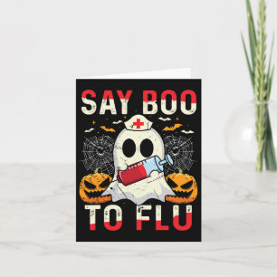 Say Boo to the Flu Vintag Halloween Ghost Nurse B Karte