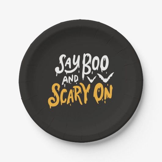 Say Boo und Beängstigend on | Witziges Halloween-P Pappteller (Vorderseite)