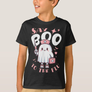 Say Boo zu Grippe Halloween Nurse Ghost Funny T-Shirt