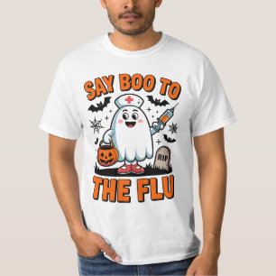 Say Boo zum Griechisch Funny Halloween Nurse Docto T-Shirt